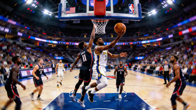 NBA篮球比赛现场球员突破上篮的高清直播画面缩略图